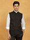 Vastramay Men's Black Cotton Nehru Jacket